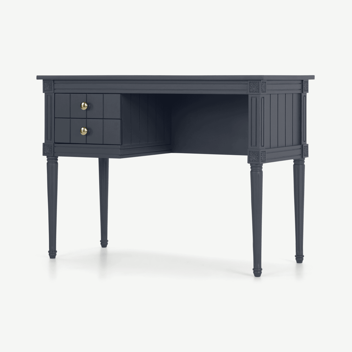 Bourbon Vintage Compact Desk, Slate Blue & Brass