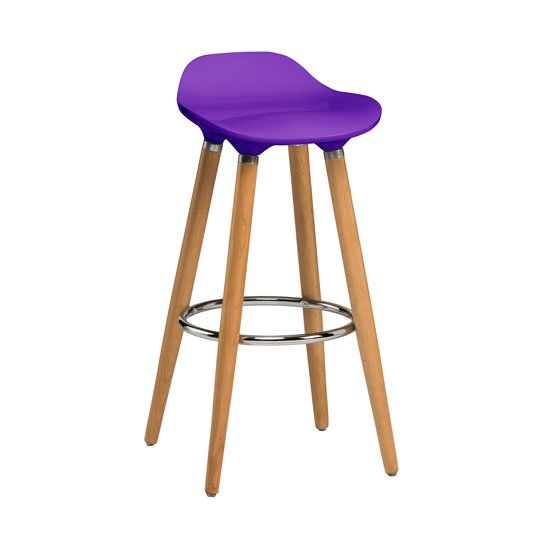Adoni Bar Stool In Purple ABS With Natural Beech Wooden Legs