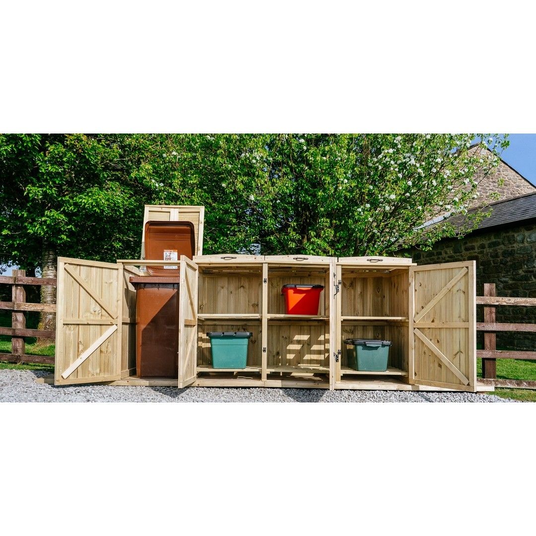 Buttercup Farm Chatburn Bin Store, Fits 1x 180L/240L Wheelie Bins & 6x Boxes in Brown