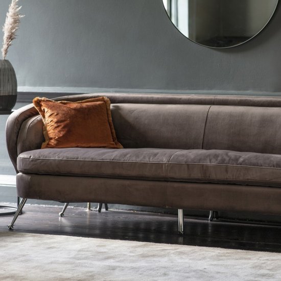 Tesoro Velvet 3 Seater Sofa In Dark Taupe