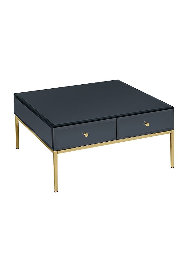 Stiletto Black Glass and Brass Coffee Table