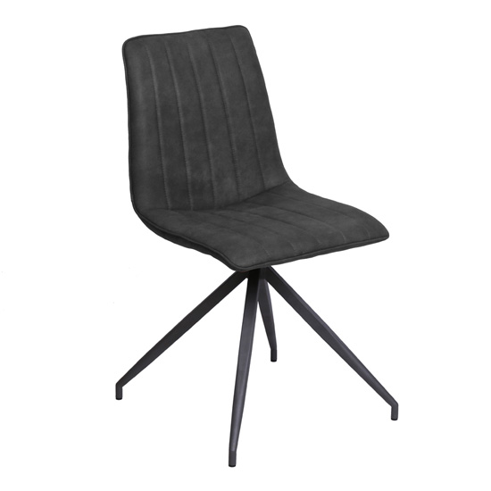 Isaac Faux Leather Dining Chair In Charcoal