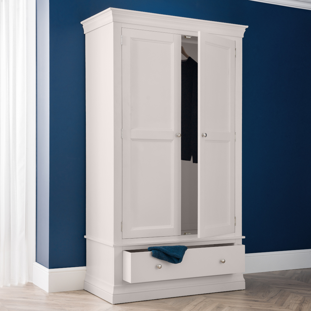 Clermont Light Grey Wooden Combination Wardrobe