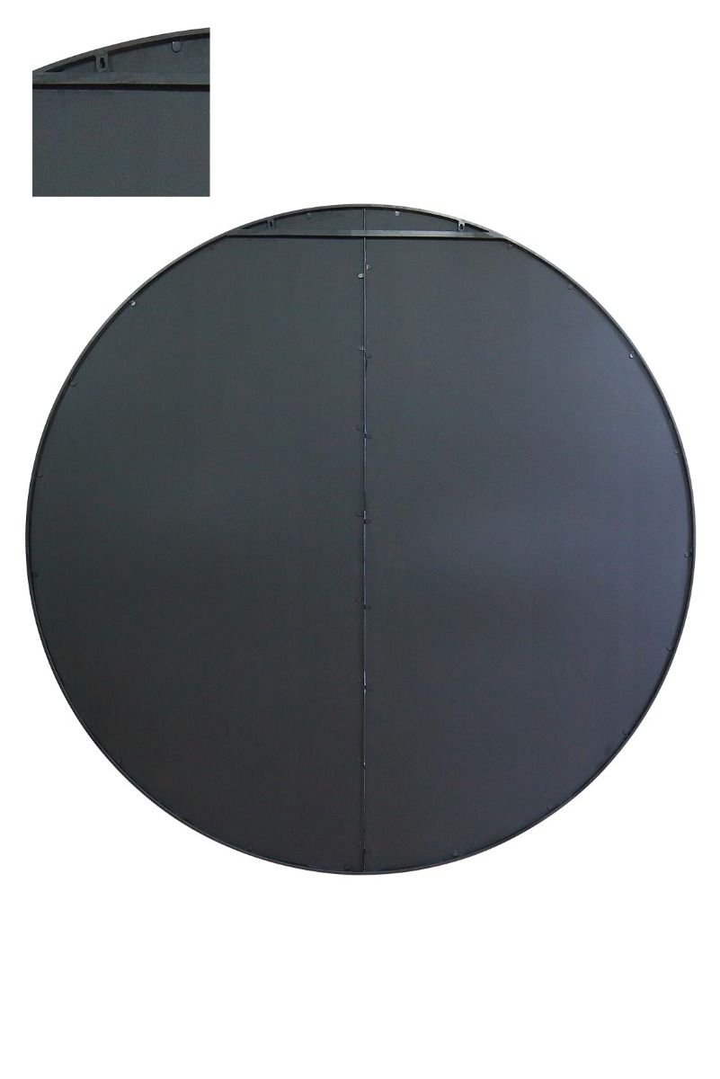 MirrorOutlet Black Large Circular Window Metal Wall & Leaner Mirror (200x200cm) 3