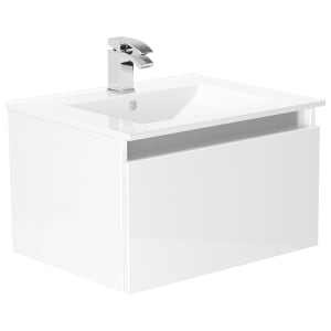 Newland White Basin Unit Single Drawer Suspended - 600mm