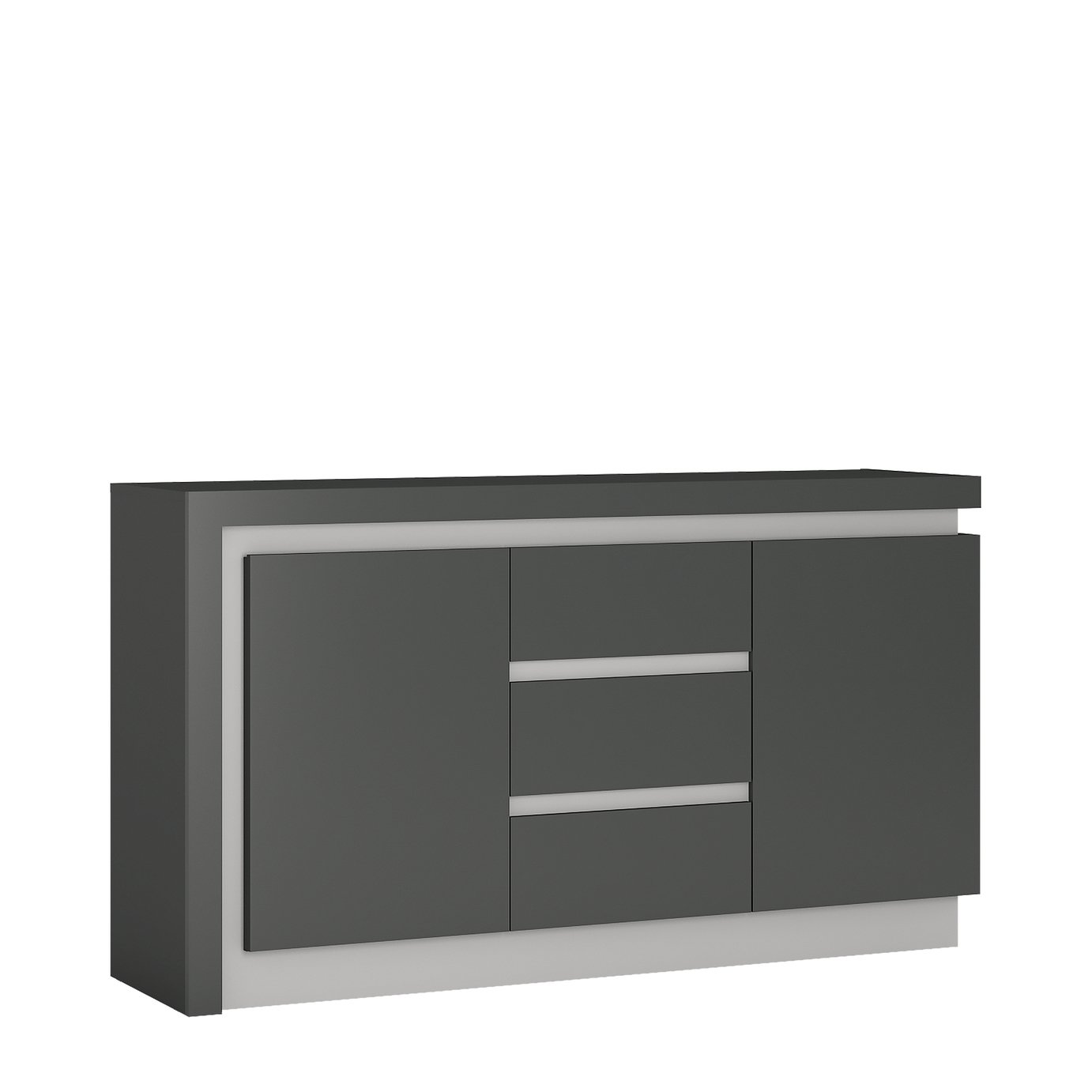 Zayden 2 Door 3 Drawer LED Sideboard - Grey Gloss