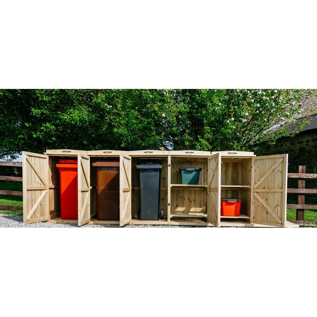 Buttercup Farm Chatburn Bin Store, Fits 3x 180L/240L Wheelie Bins & 4x Boxes in Brown