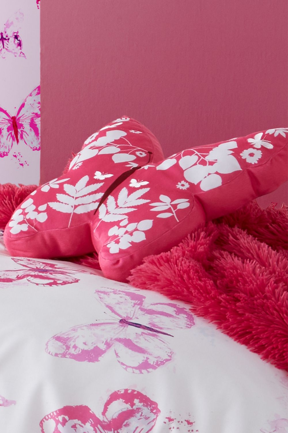 Catherine Lansfield 'Butterfly' Cushion in Pink