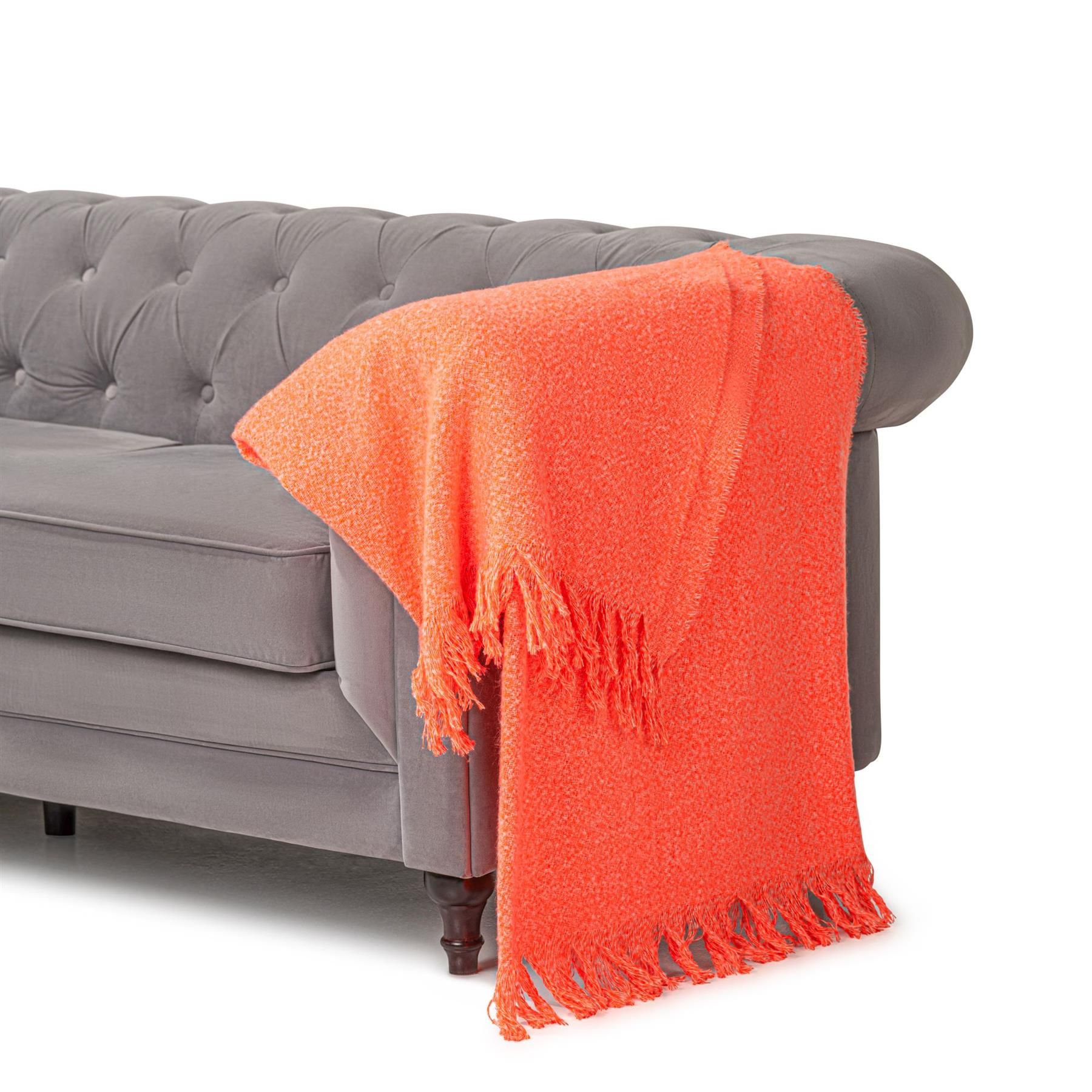 Luxury Living 100% Acrylic Throw - 170cm x 130cm - Orange/Pink in Orange