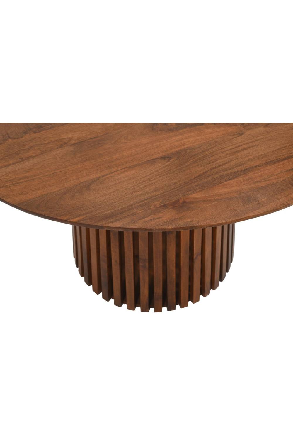 IH Design Tackley Mango Wood Round Dining Table with Flared Base in Brown 4