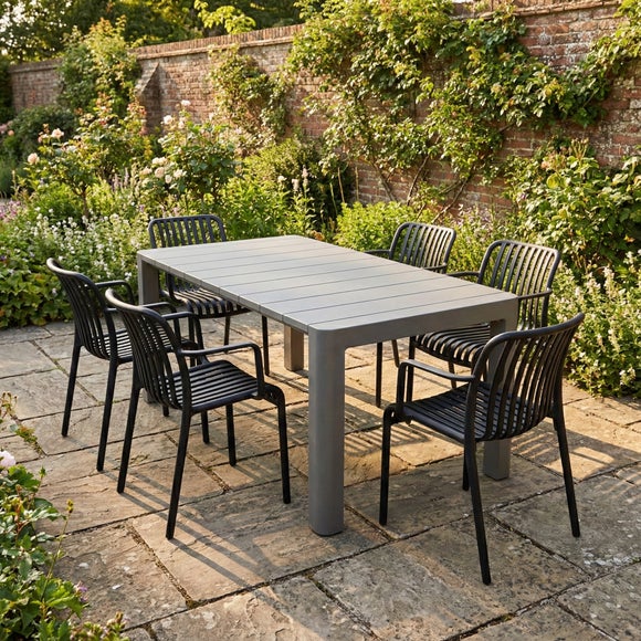 Modura Henrik Rectangular Dining Table with 6 Alma Armchairs
