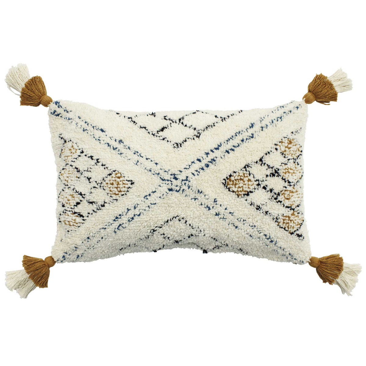 Tufted and Tassel Cushion, Ochre