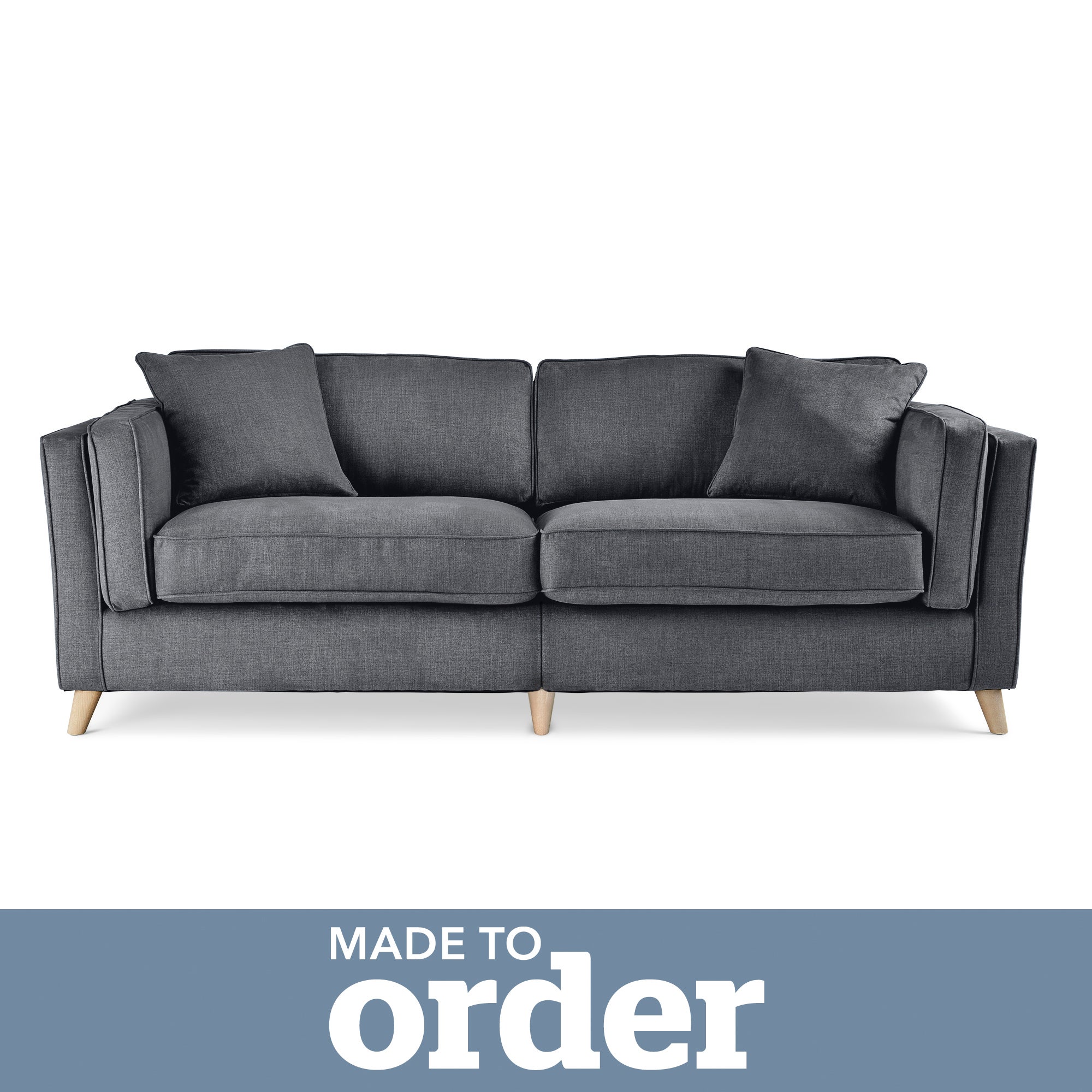 Arabella 4 Seater Sofa Brushed Plain Fabric Grey