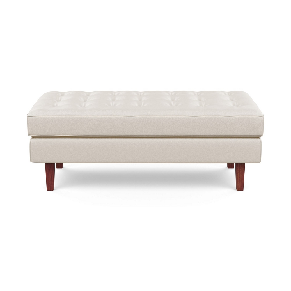 Heal's Hepburn Ottoman Leather Hide Panna 7183 Walnut Feet