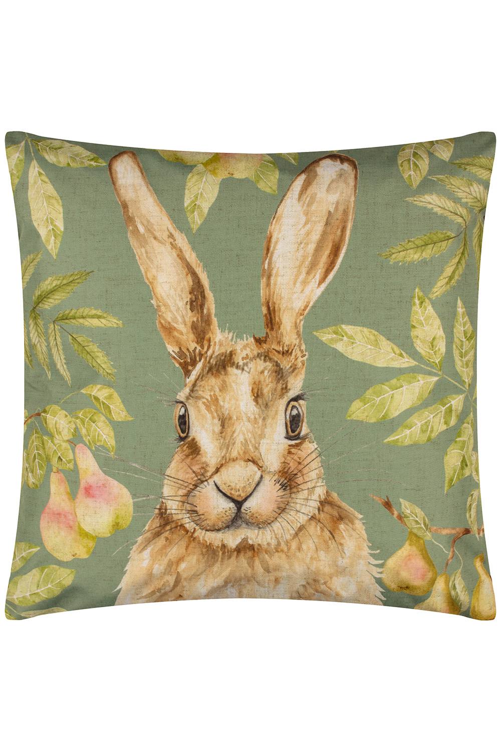 Evans Lichfield Grove Hare Water & UV Resistant Outdoor Cushion in Olive