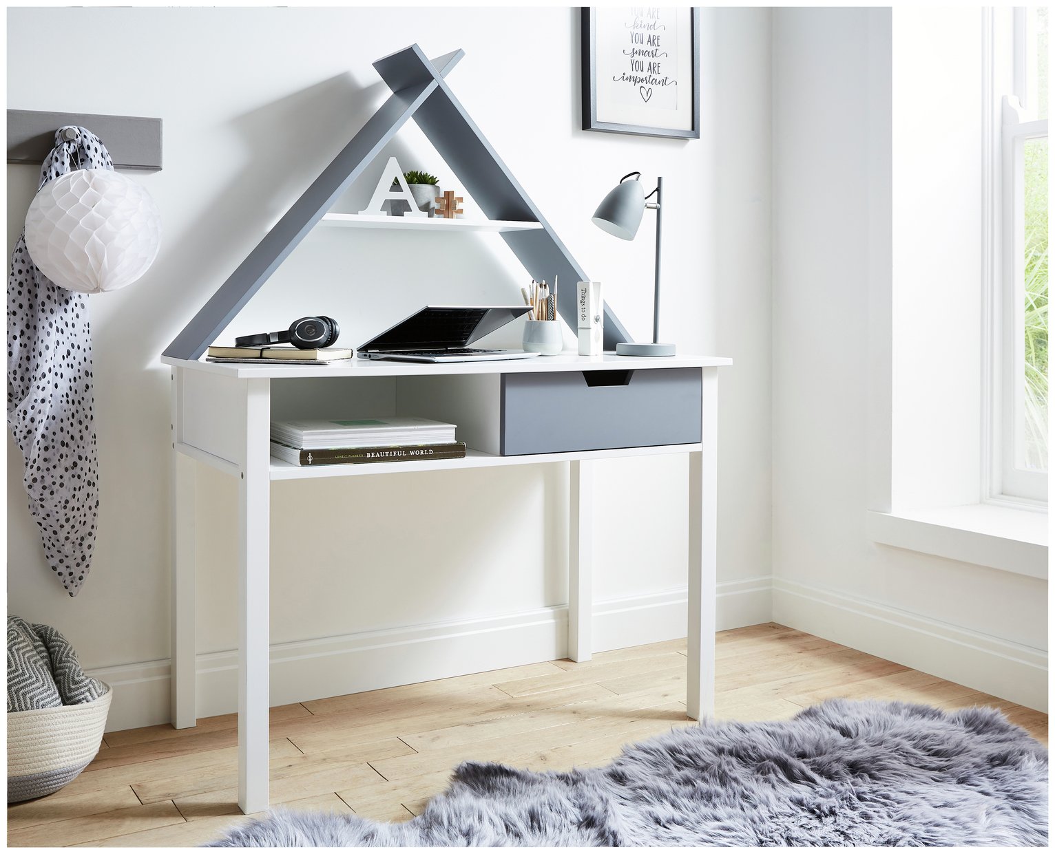 Lloyd Pascal Kids Tipi 1 Drawer Desk - Grey