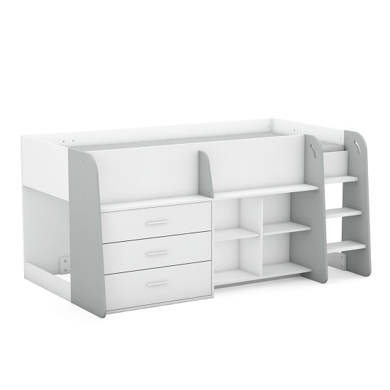Oxley Wooden Childrens Bed In Matt White And Light Grey