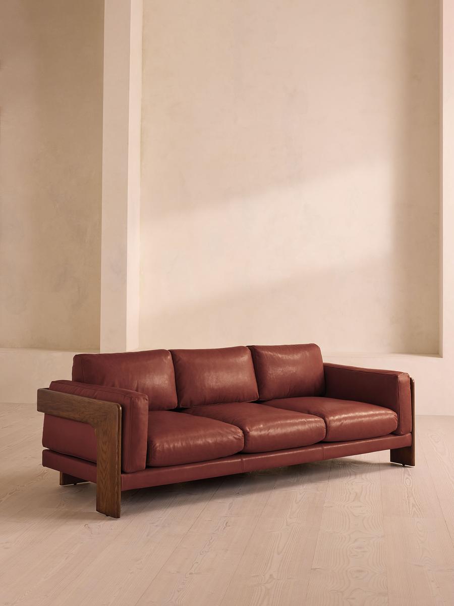 Marcia Three Seater Sofa, Leather, Sangria