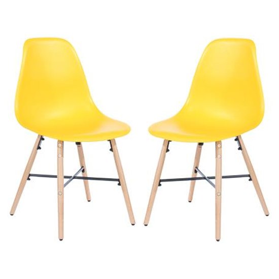 Arturo Yellow Bistro Chair In Pair With Oak Wooden Legs