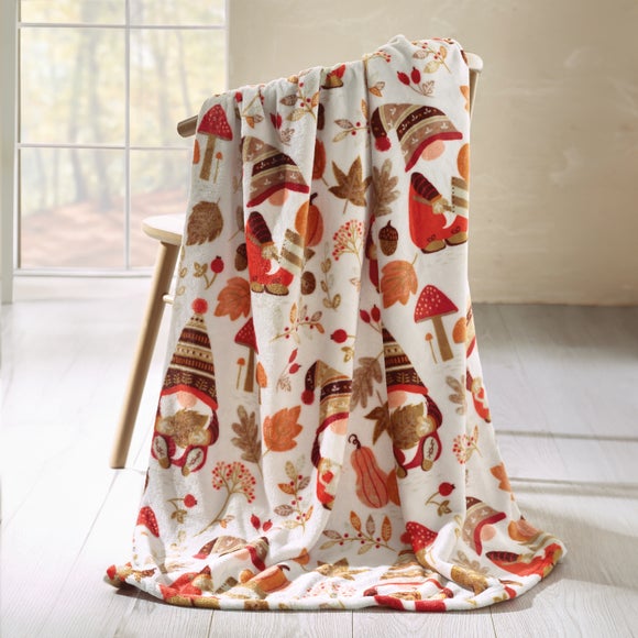 Catherine Lansfield Woodland Gnomes Throw Blanket 130cm x 170cm
