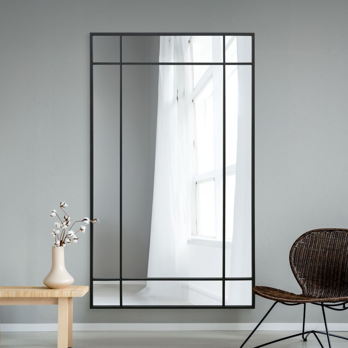 MirrorOutlet Black Contemporary Wall & Leaner Mirror 79" X 47" (200 x 120CM) 6