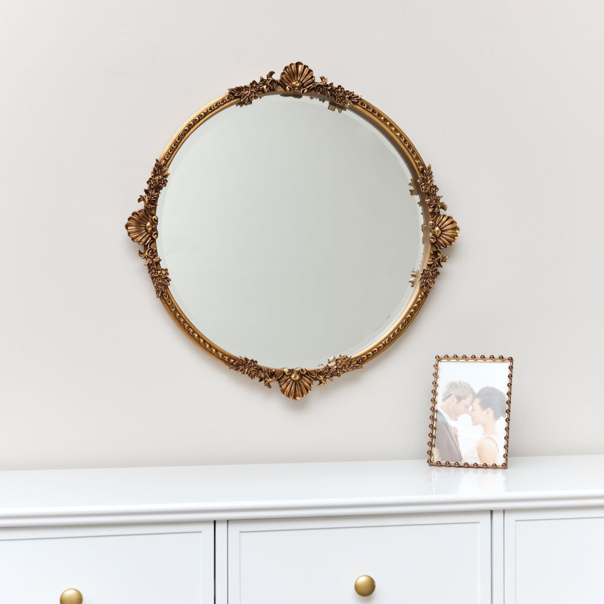 Melody Maison Round Gold Ornate Wall Mirror 56cm X 56cm