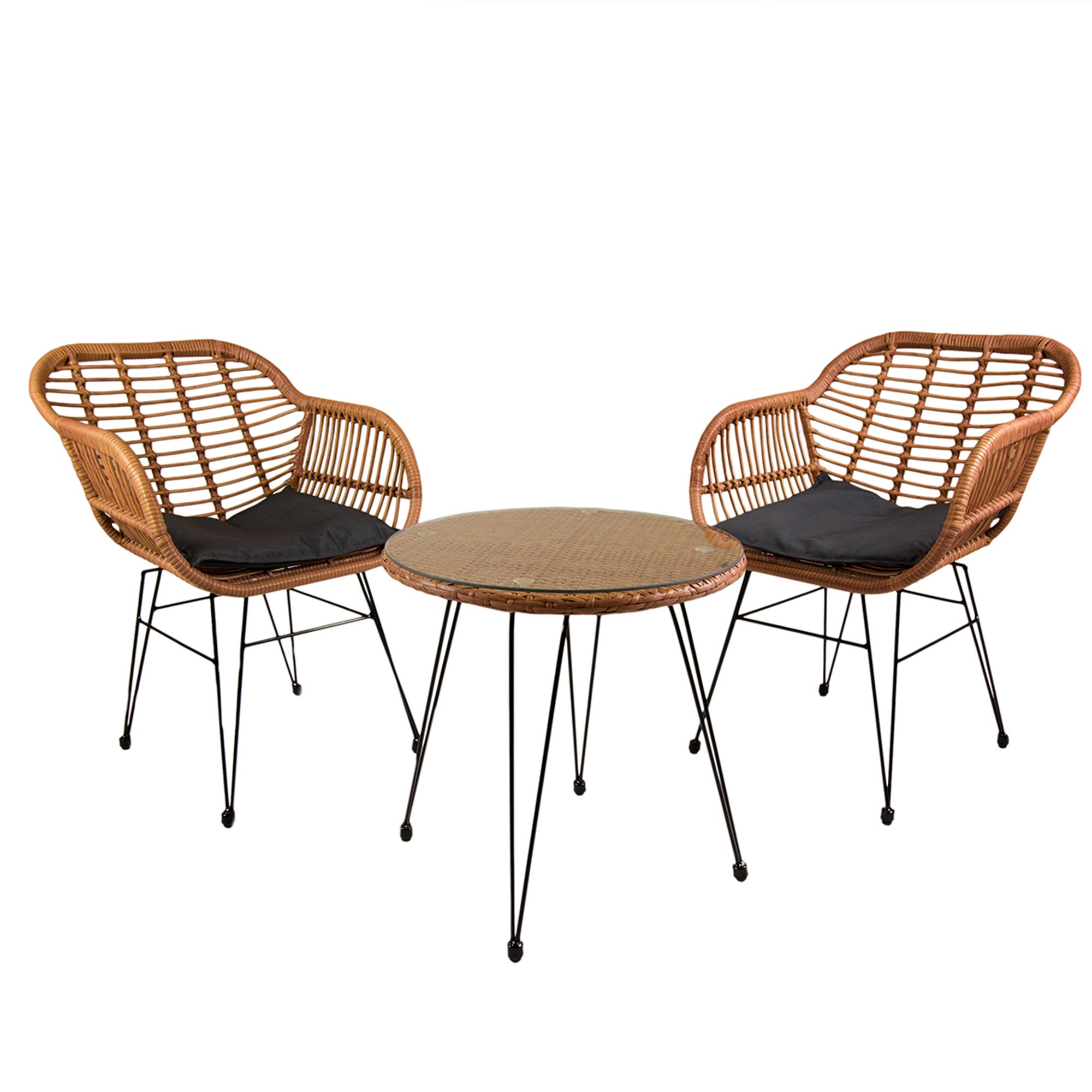 Wicker 2 Seater Bistro Set Natural