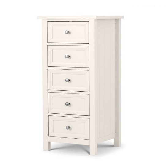 Marquis Wooden Chest Of Drawers Tall In White With 5 Drawers