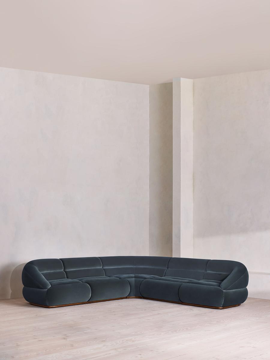 Edison Modular Sofa, Corner Sofa, Velvet, Grey Blue
