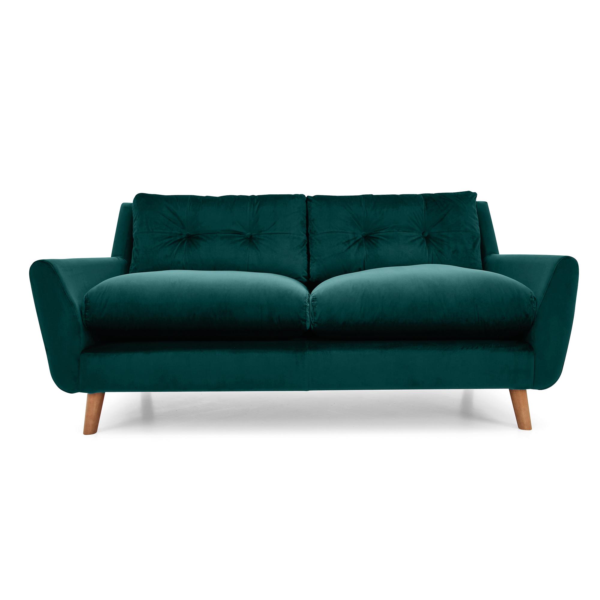 Halston Velvet 3 Seater Sofa Green