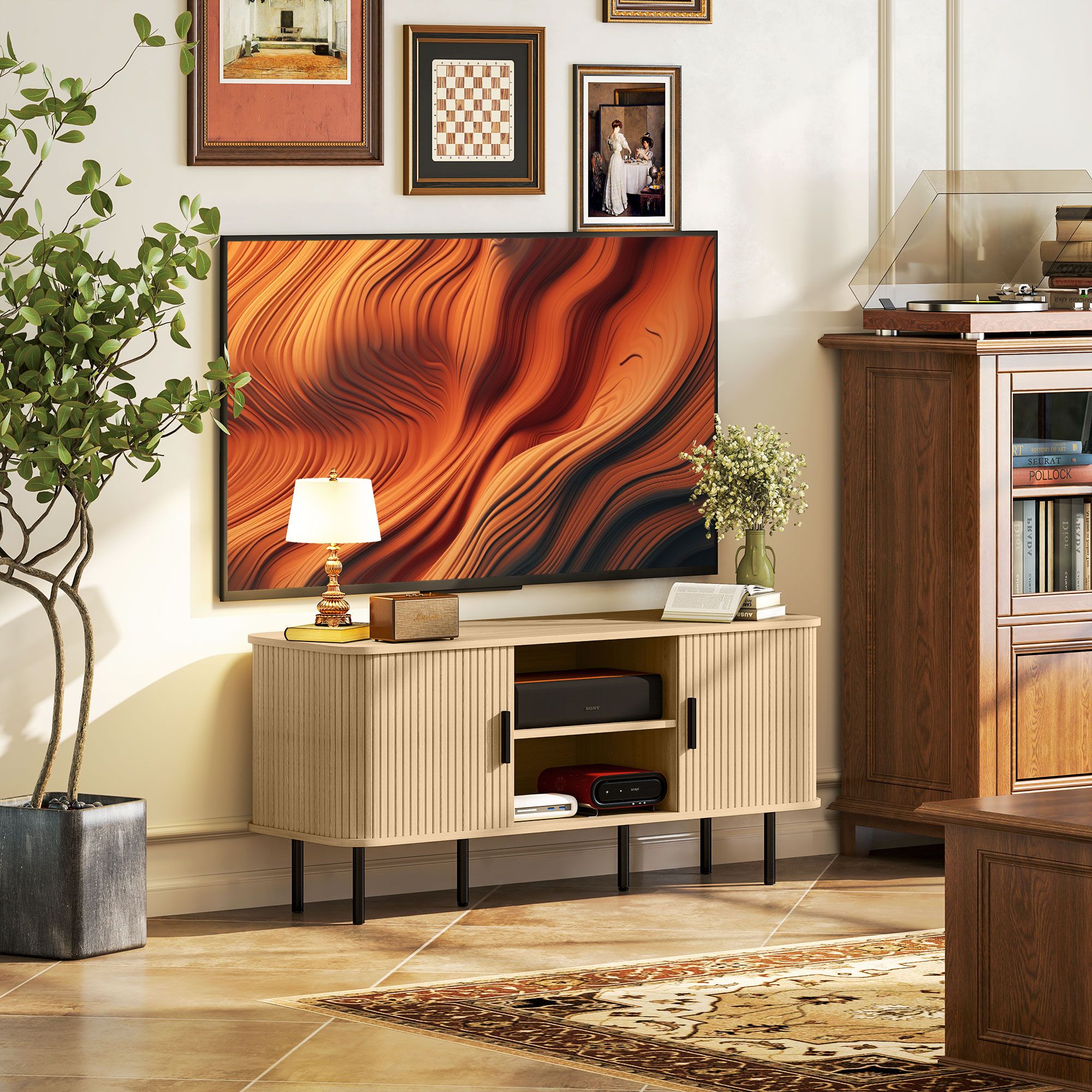 HOMCOM TV Unit for Living Room, TV Stand, Oak Tone in Brown