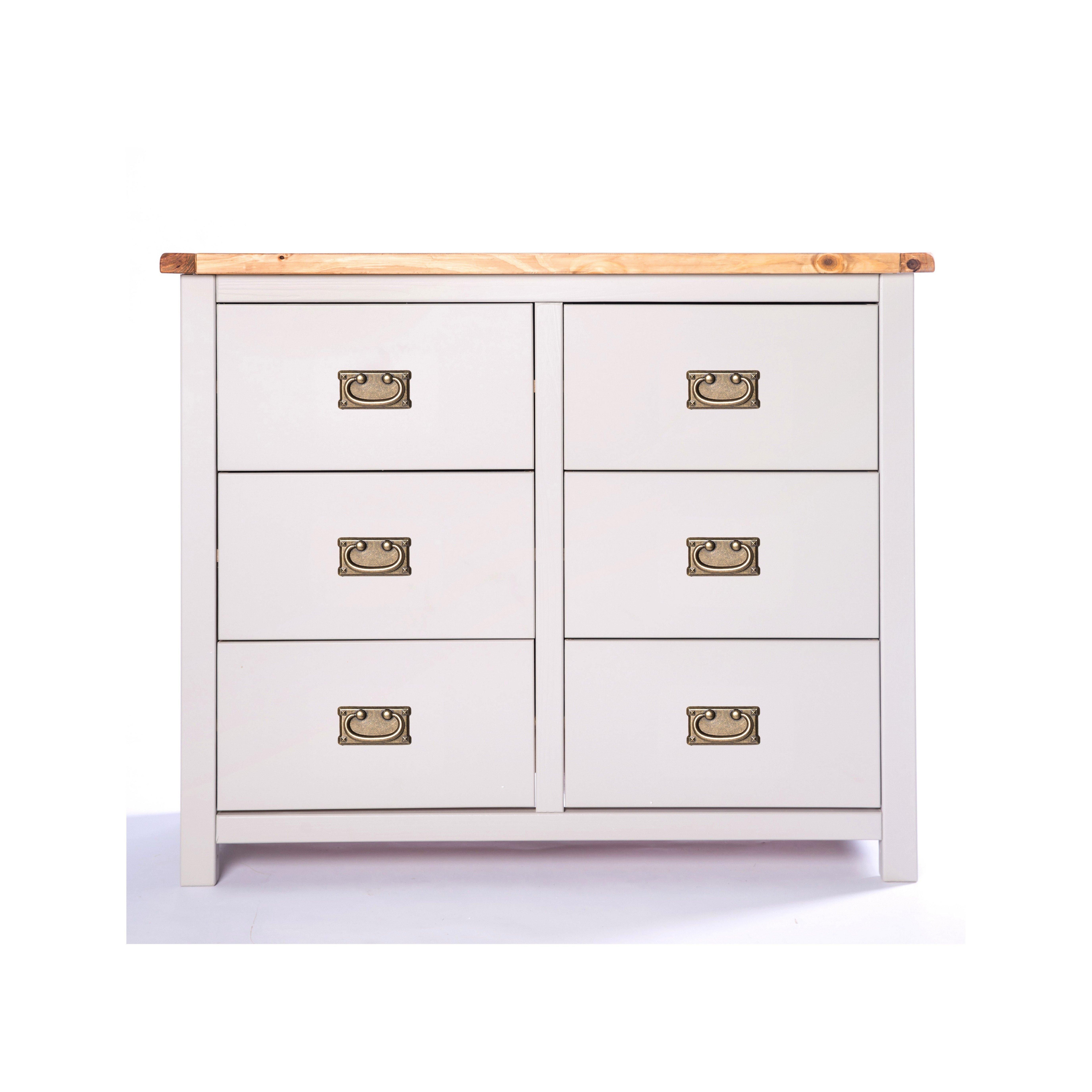 Cabinet Bits Argenta 6 Drawer Chest of Drawers Bras Drop Handle in Light Grey