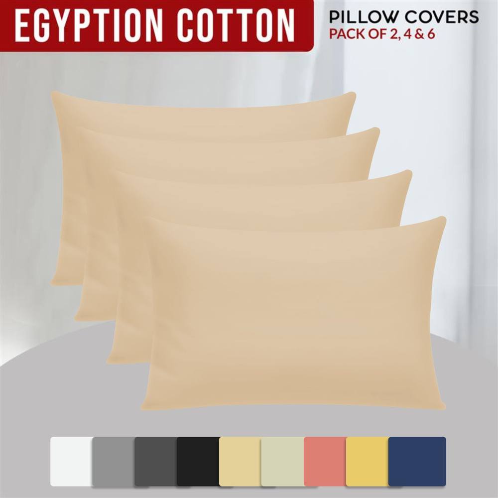 Grace 100% Egyptian Cotton 4 Pack Pillowcases with Envelope Closure in Beige