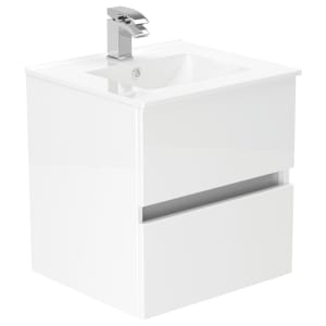 Newland White Basin Suspended Double Drawer Unit - 500mm