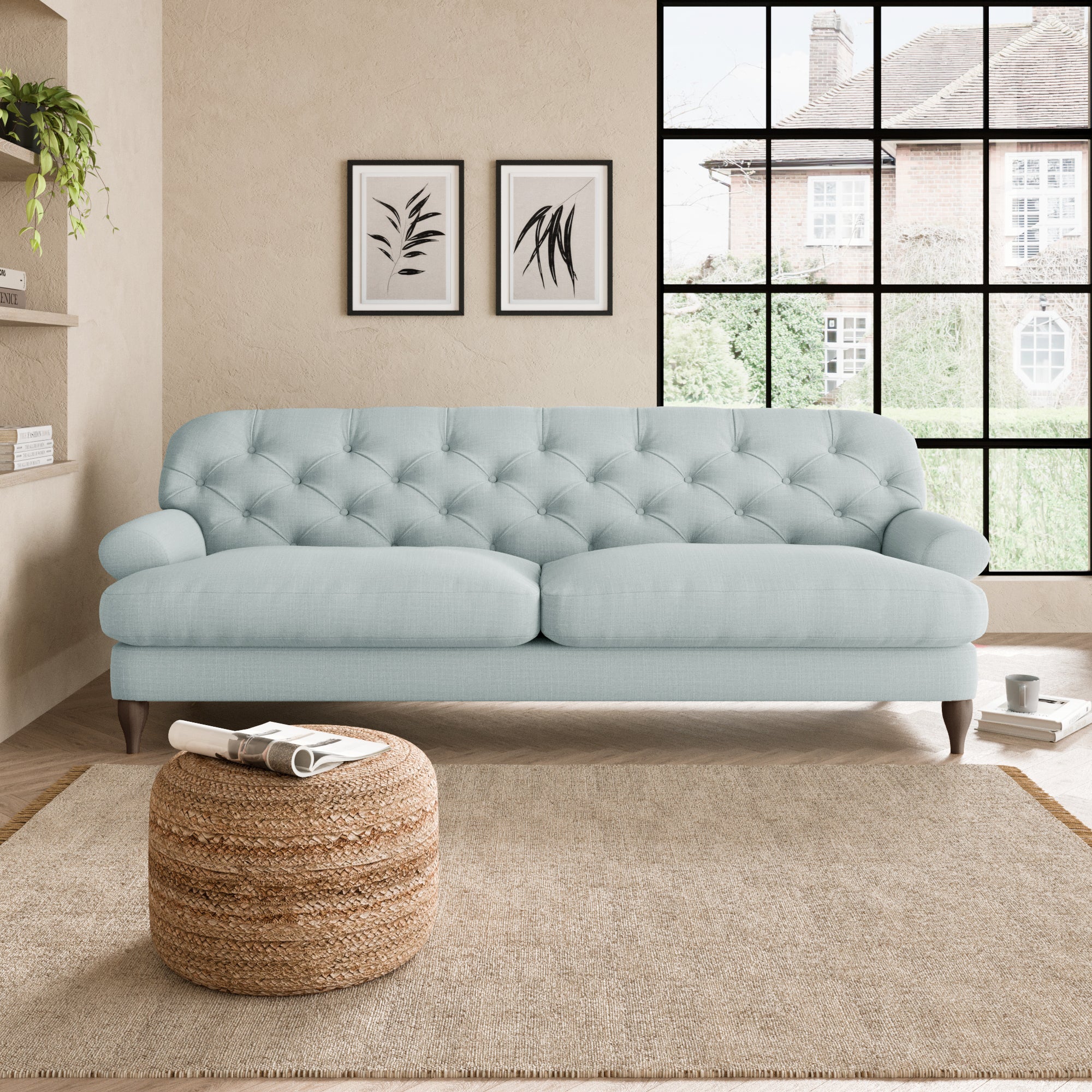 Canterbury Slub Cotton Blend 4 Seater Sofa Slub Cotton Light Mineral