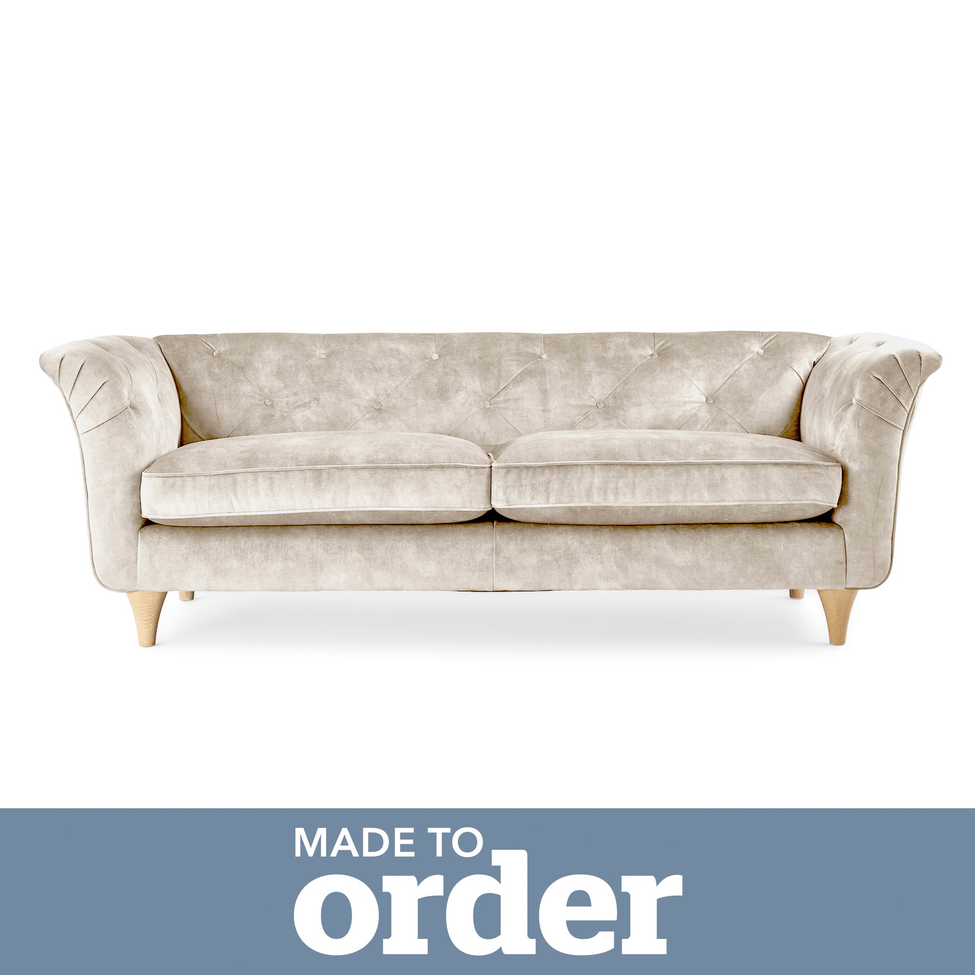 Jaipur 3 Seater Sofa Slub Velvet Slub Velvet Natural
