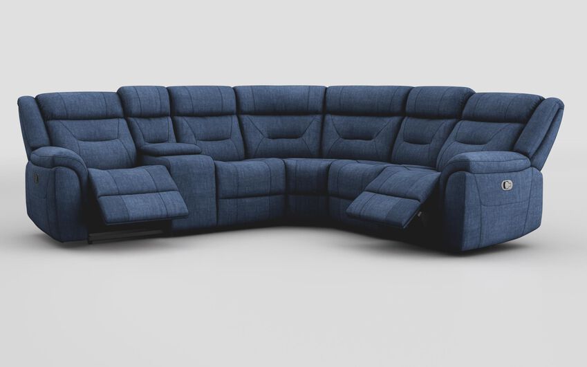 Blue Fabric Ainsdale 2 Corner 2 Manual Sofa with Console