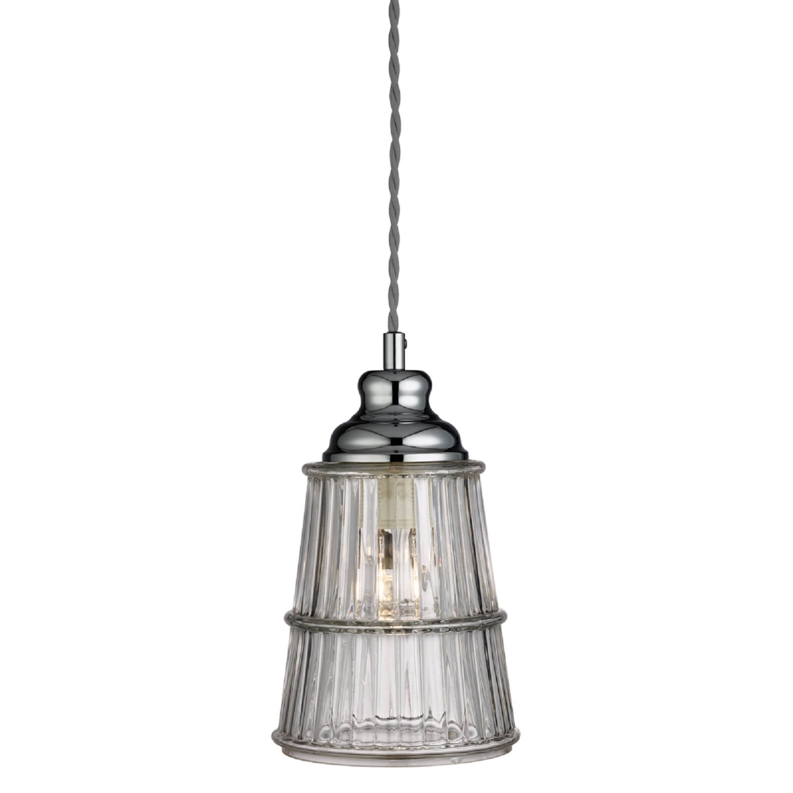 Cleve 1 Light Glass Pendant Light - Chrome and Grey