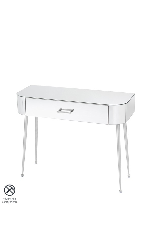 Mason Mirrored Console Table – Shiny Silver Legs