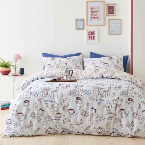 Fusion Coffee Club Polycotton Duvet Cover & Pillowcase Set
