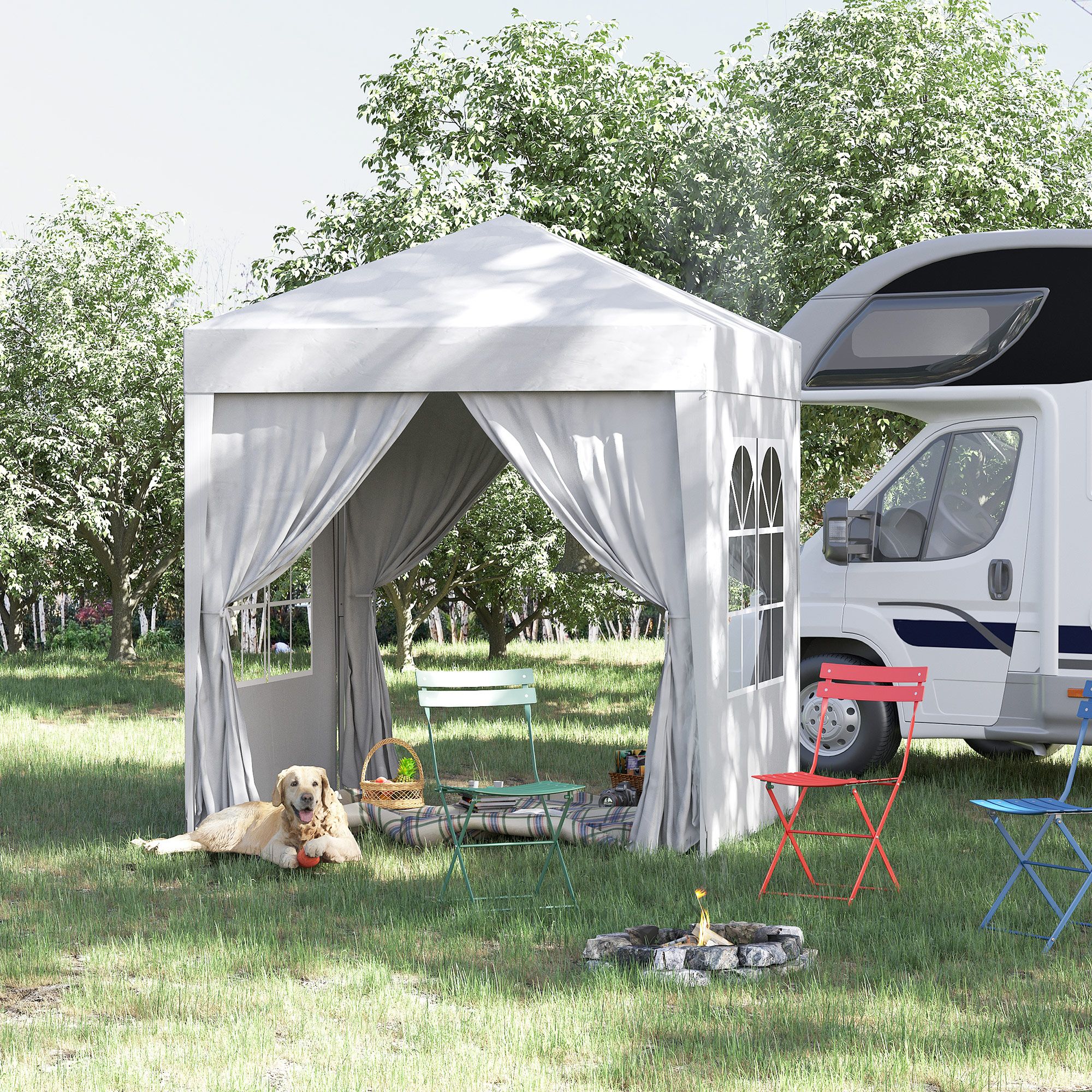 OUTSUNNY 2mx2m Pop Up Gazebo Party Tent Canopy Marquee with Storage Bag in White
