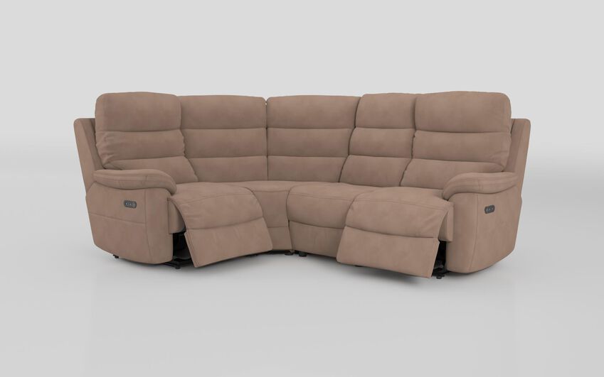 Beige Fabric Ossett 1 Corner 2 Power Sofa with Head Tilt