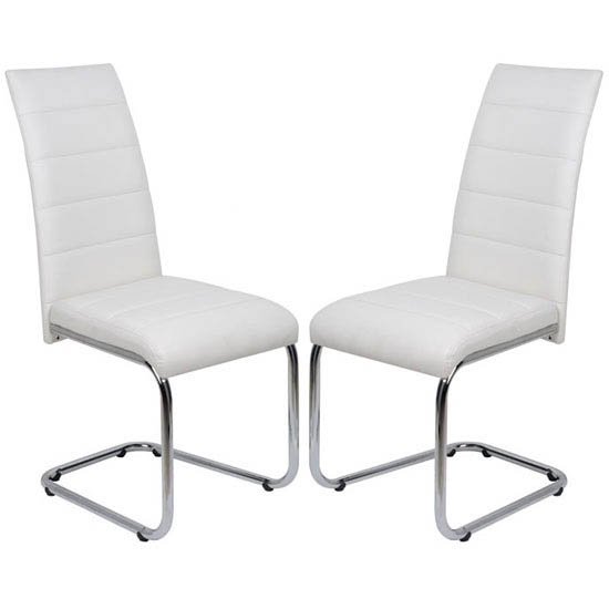 Daryl Dining Chair In White PU Leather in A Pair