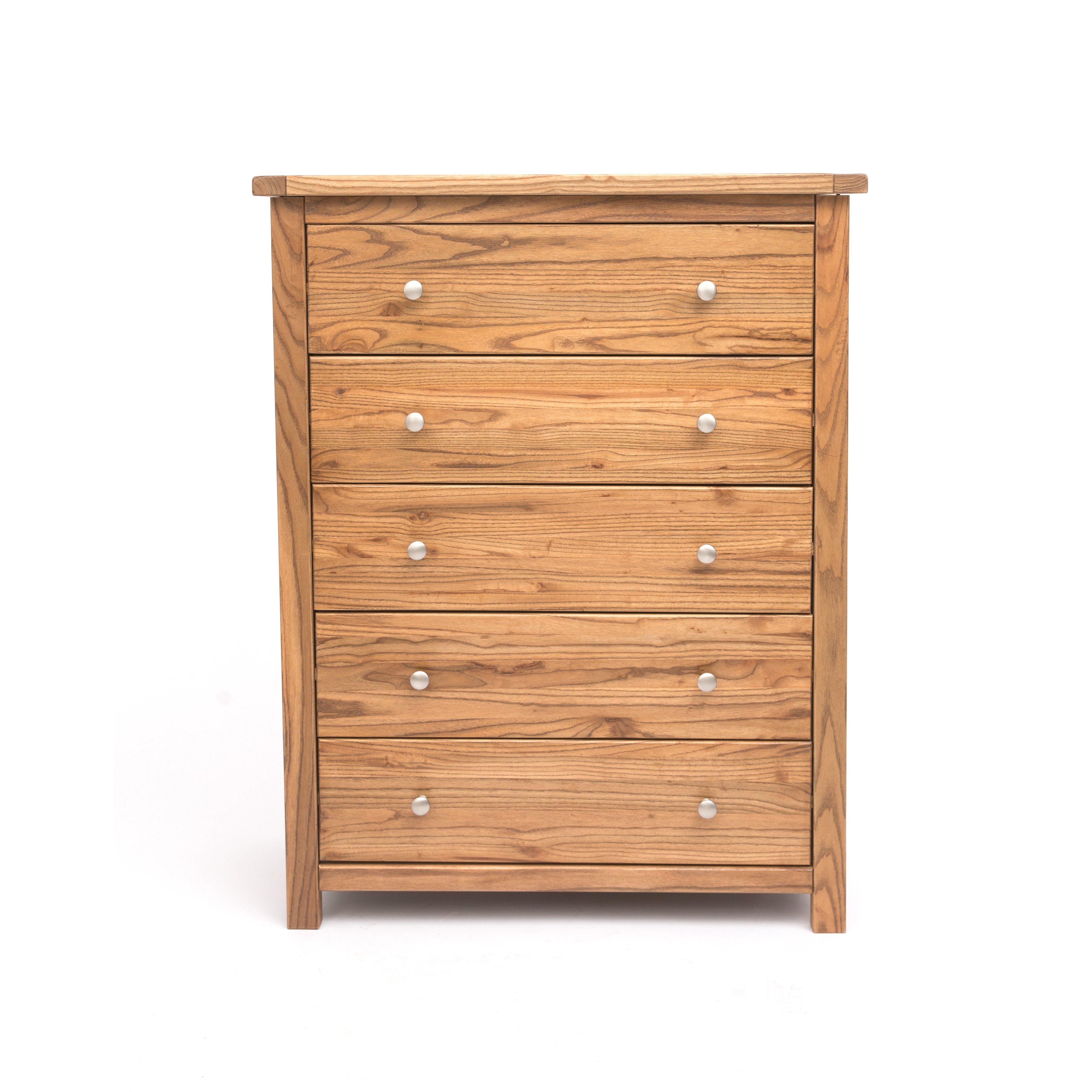 Cabinet Bits Trivento 5 Drawer Chest of Drawers Chrome Knob in Natural