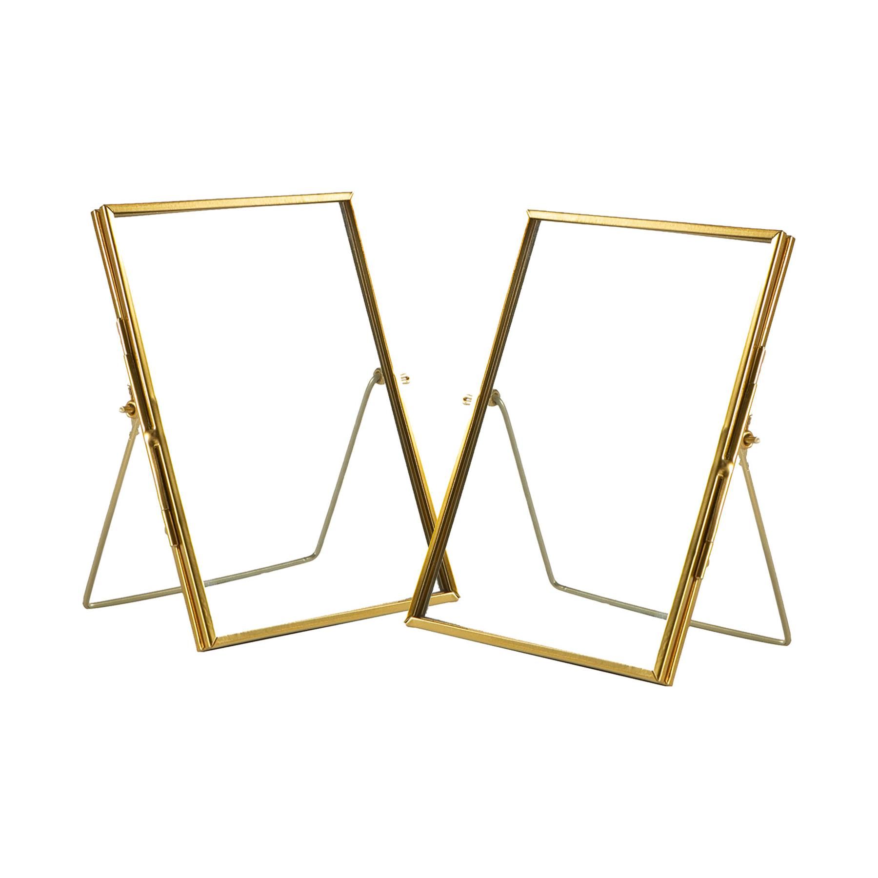 Nicola Spring 2x Standing Metal Photo Frames - 5" x 7" Picture Display Poster Frame in Gold