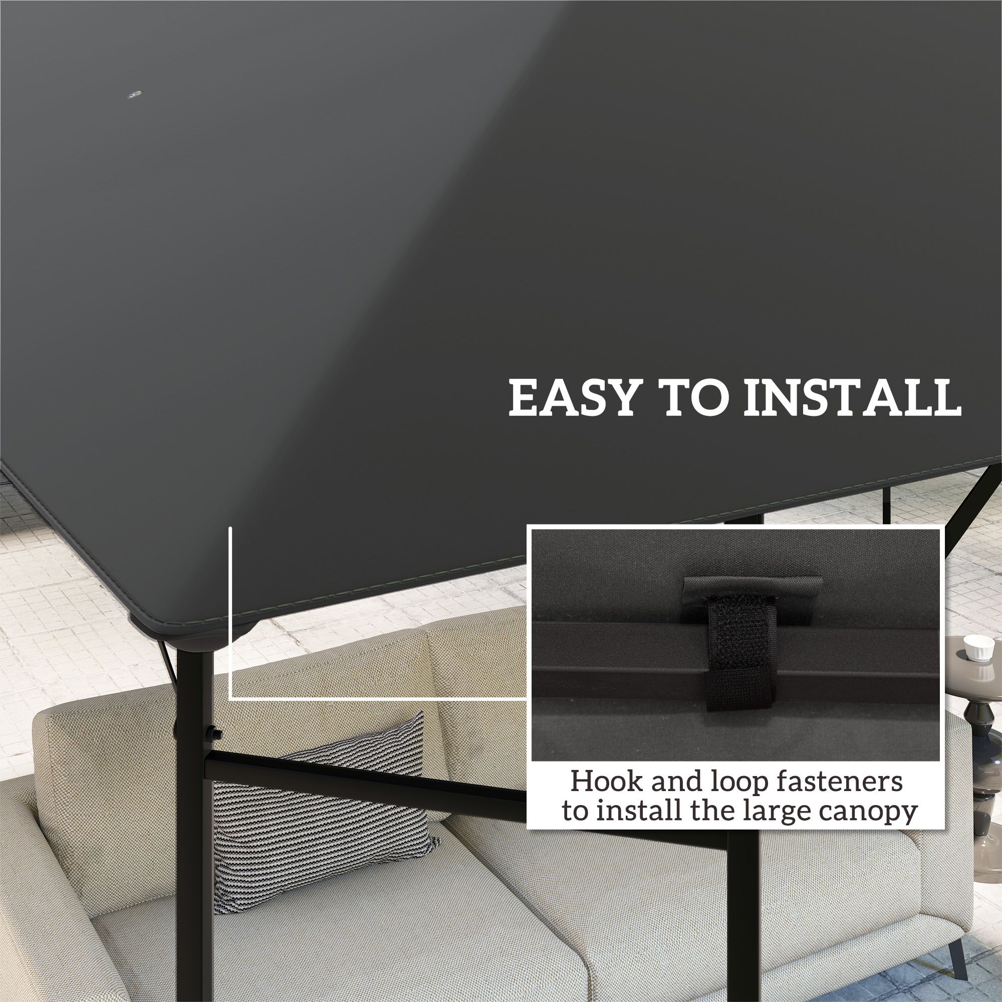 OUTSUNNY 3 x 3(m) Gazebo Canopy Replacement Cover with Drain Holes, Grey 5