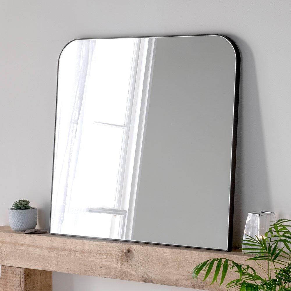 Yearn Mirrors Minimal Large Black Mantle Mirror 100(w) x 100cm(h)