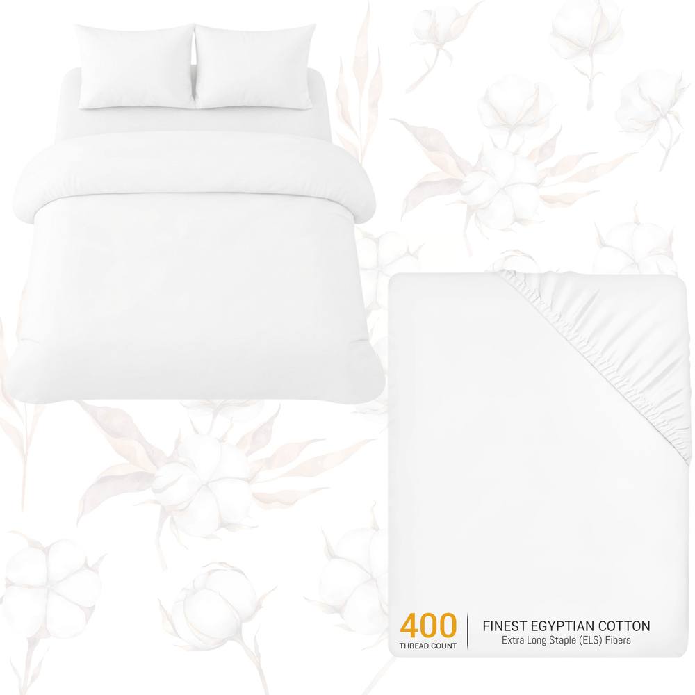 Grace Reversible Brushed 100% Cotton Single Duvet Cover Hypoallegenic in White
