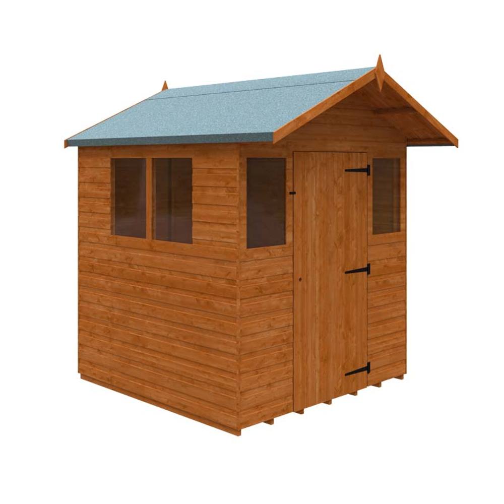 Buttercup Farm 6 x 6 Feet Cabin 12mm Shed - Solid Wood/Softwood/Pine in Burnt Orange