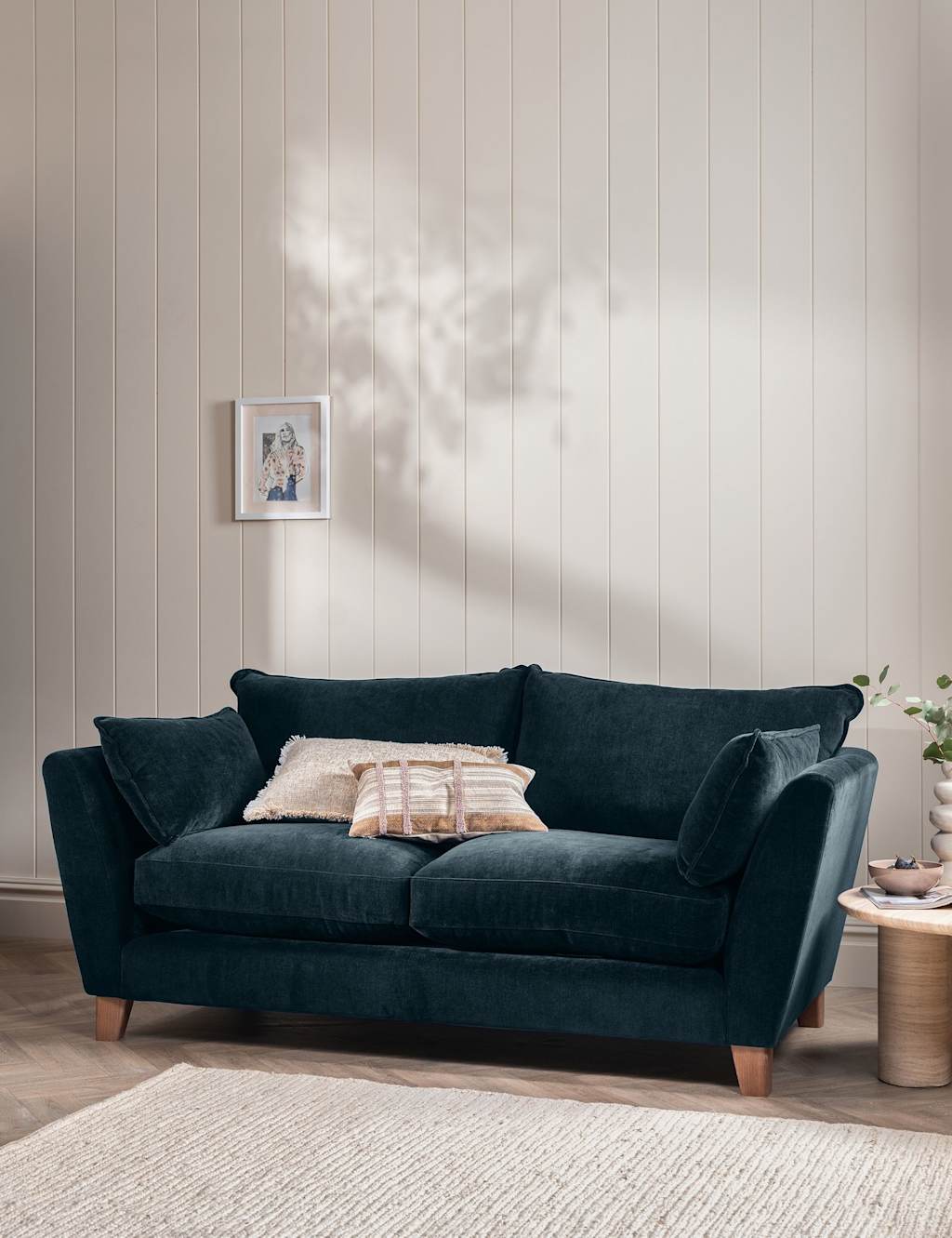 BARKER AND STONEHOUSE Irving Chenille Large 3 Seater Sofa Blue